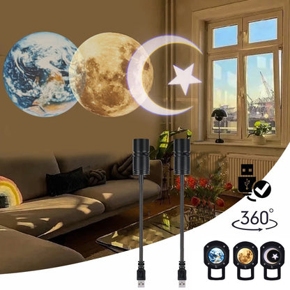 Night Light Planet Magic Moon Earth Projection LED Lamp