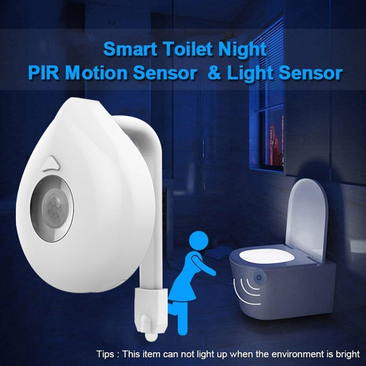 8 Colors Smart PIR Motion Sensor Toilet Seat