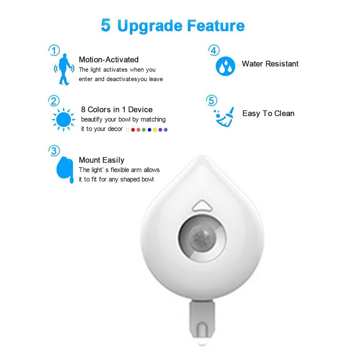 8 Colors Smart PIR Motion Sensor Toilet Seat