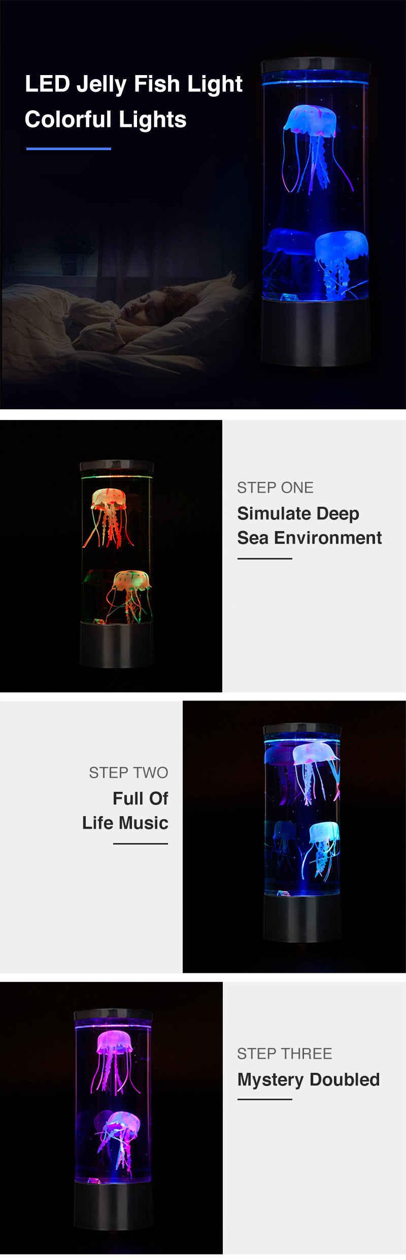 LED Remote Control Fantasy Jellyfish Lamp USB/Battery Powered Color Changing