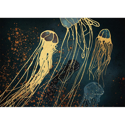 Luxury Golden Jellyfish wall decoration Whale Octopus Wall Art Canvas Painting