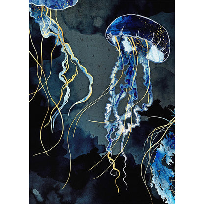 Luxury Golden Jellyfish wall decoration Whale Octopus Wall Art Canvas Painting