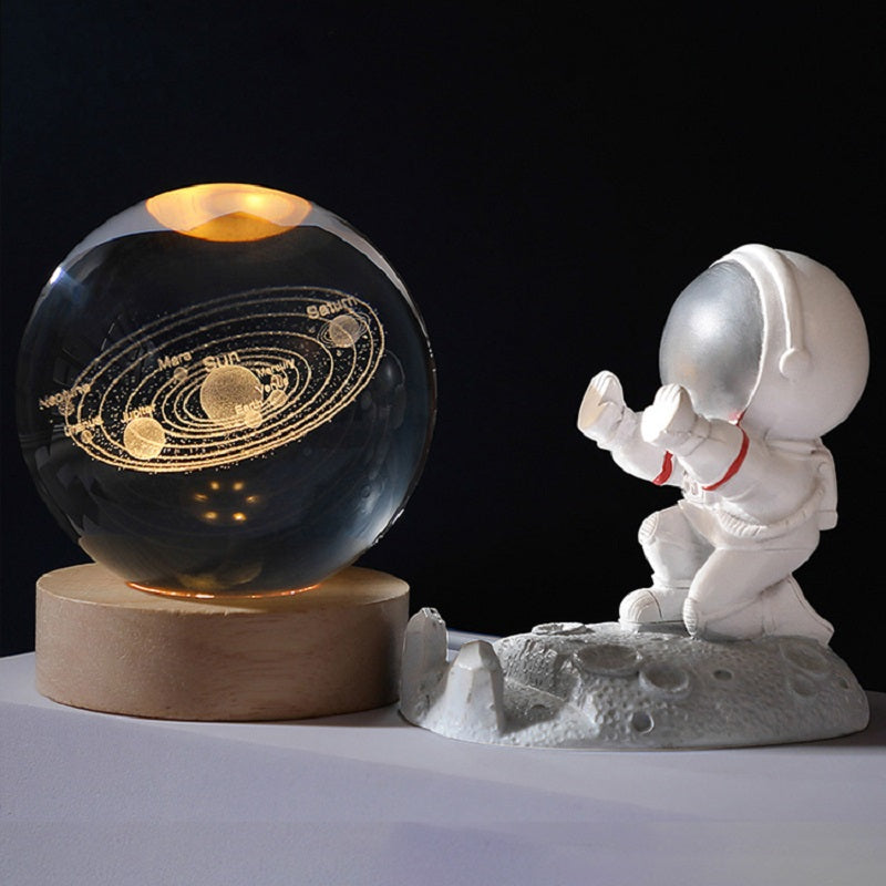 Crystal ball Night Light Crystal lamps Astronaut Planet Globe 3D Laser Engraved