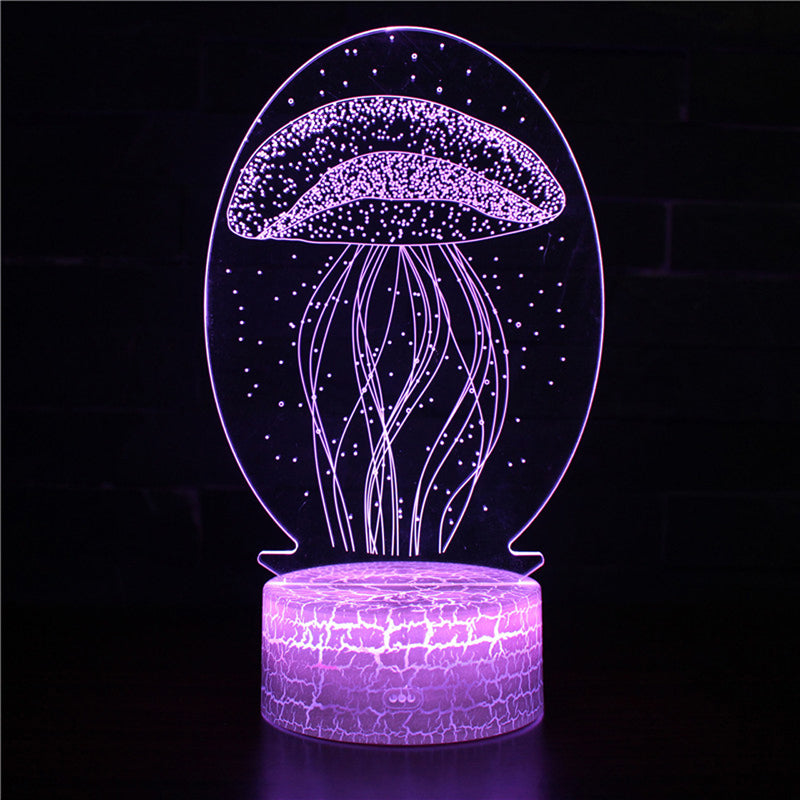 Acrylic Table Lamp 3D Illusion Jellyfish Fish Pattern