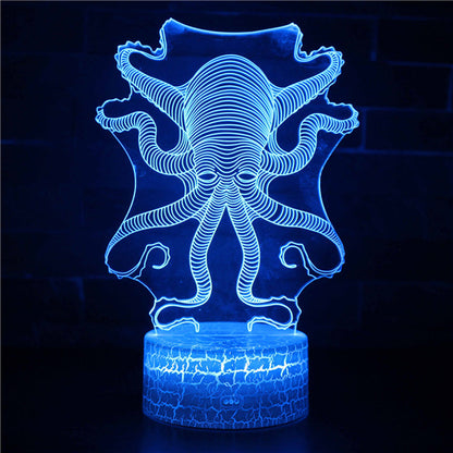 Acrylic Table Lamp 3D Illusion Jellyfish Fish Pattern