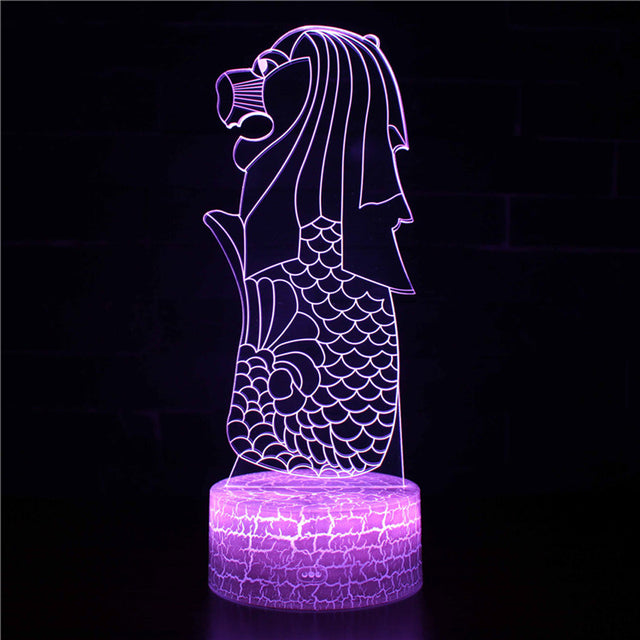 Acrylic Table Lamp 3D Illusion Jellyfish Fish Pattern