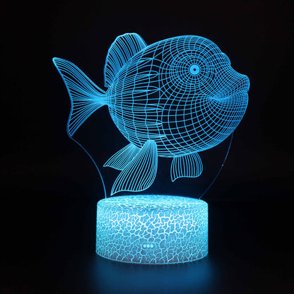 Acrylic Table Lamp 3D Illusion Jellyfish Fish Pattern