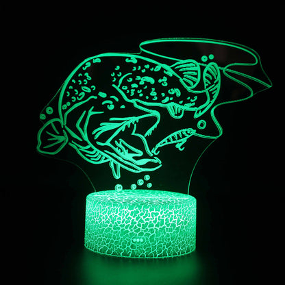 Acrylic Table Lamp 3D Illusion Jellyfish Fish Pattern