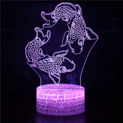 Acrylic Table Lamp 3D Illusion Jellyfish Fish Pattern