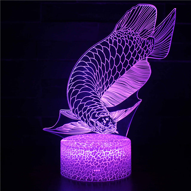 Acrylic Table Lamp 3D Illusion Jellyfish Fish Pattern