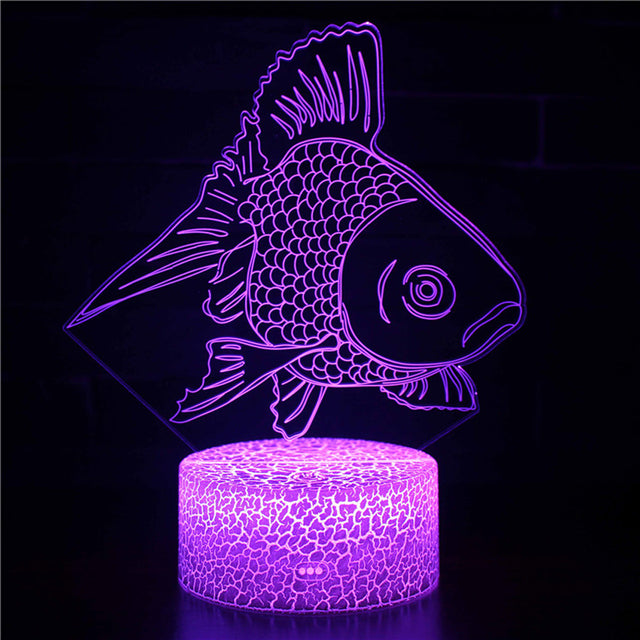 Acrylic Table Lamp 3D Illusion Jellyfish Fish Pattern