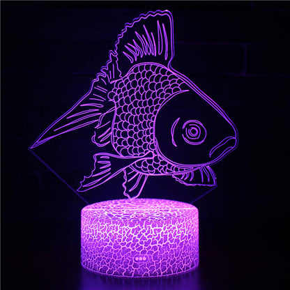 Acrylic Table Lamp 3D Illusion Jellyfish Fish Pattern