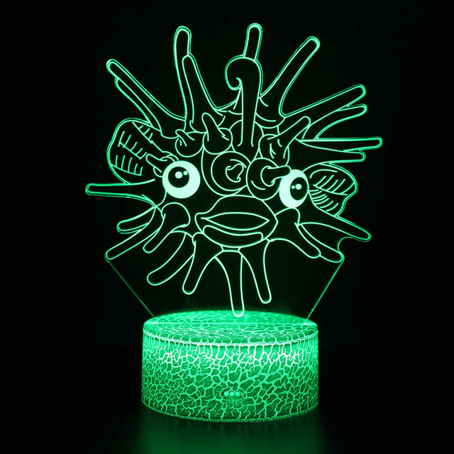 Acrylic Table Lamp 3D Illusion Jellyfish Fish Pattern