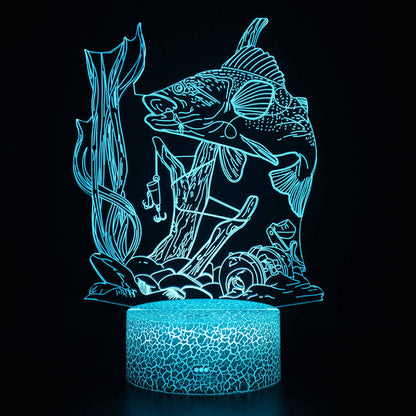 Acrylic Table Lamp 3D Illusion Jellyfish Fish Pattern