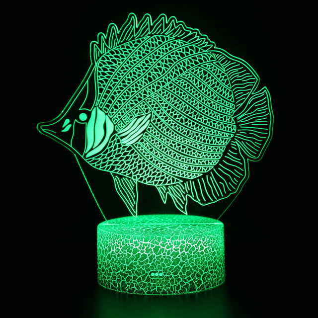 Acrylic Table Lamp 3D Illusion Jellyfish Fish Pattern