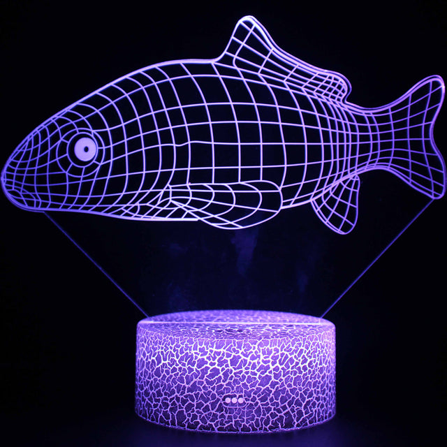 Acrylic Table Lamp 3D Illusion Jellyfish Fish Pattern