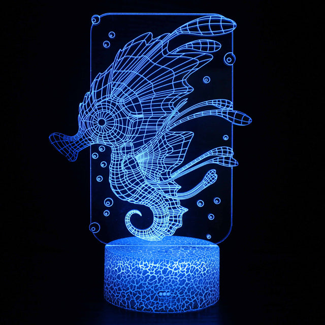 Acrylic Table Lamp 3D Illusion Jellyfish Fish Pattern